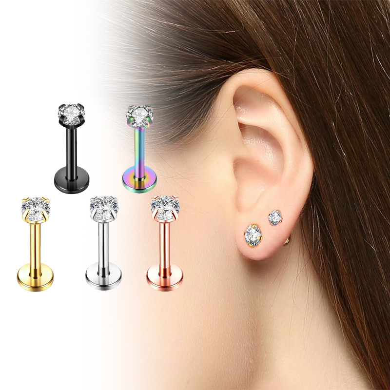 Body Jewelry Internally Threaded - Серьги-гвоздики из титана 16G с внутренней
