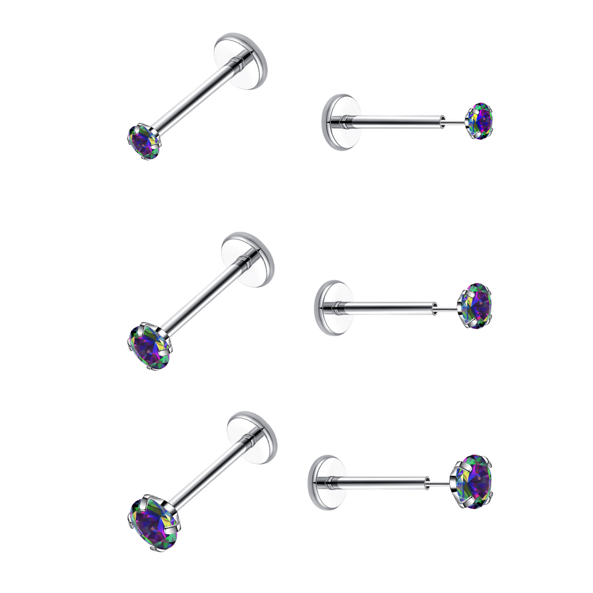Body Jewelry Threadless - Серьги-гвоздики из гипоаллергенной нержавеющей стали, 20