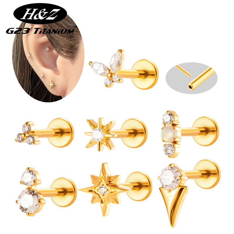 Body Jewelry Threadless - 1 шт. титановая серьга-гвоздик G23 16G