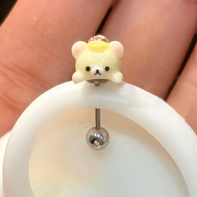 Body Jewelry Kit - Милые серьги-гвоздики Rilakkuma из титановой стали