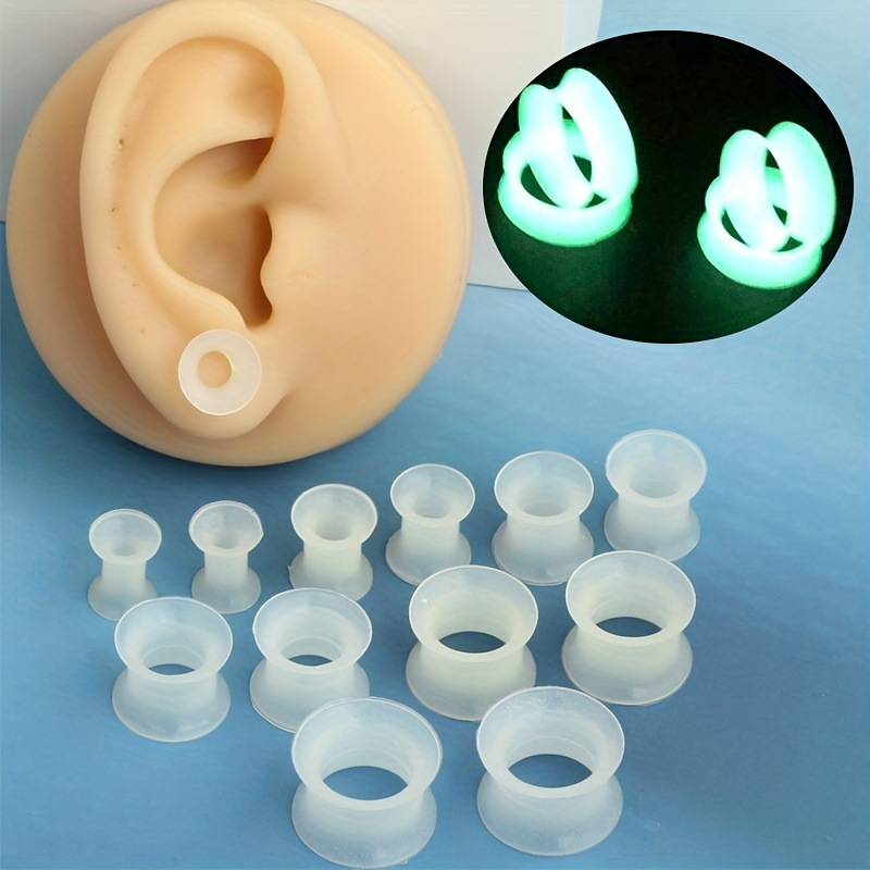 Body Jewelry Gauge Sizes - 2 шт. Светящиеся в темноте силиконовые
