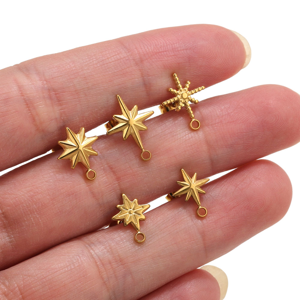 Body Jewelry Kit - 6 шт. позолоченных 18-каратным PVD-золотом штифтов-звездочек