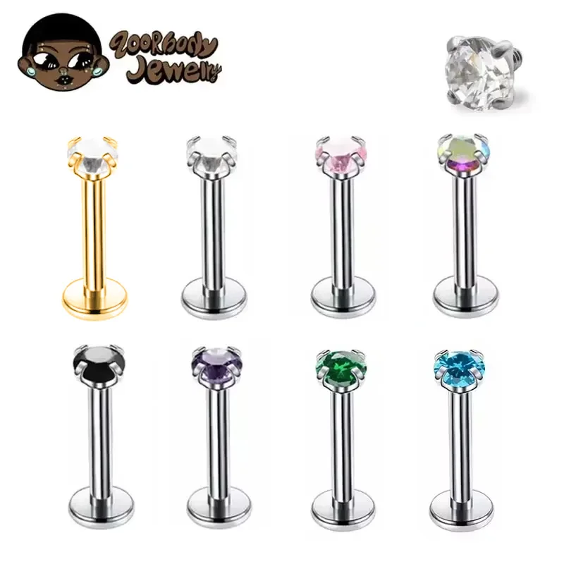 Body Jewelry Internally Threaded - 1 шт. G23 титановый пирсинг CZ