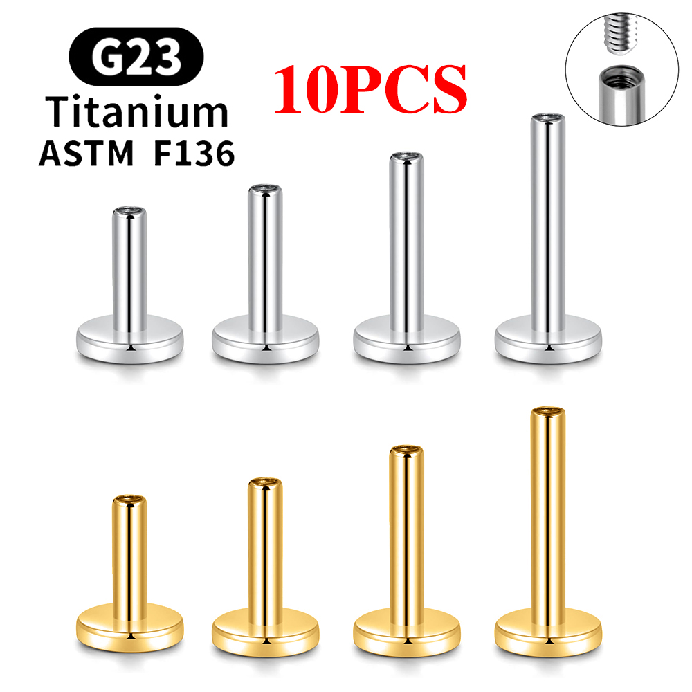 Body Jewelry Internally Threaded - 10 шт. G23 титановые серьги-гвоздики для