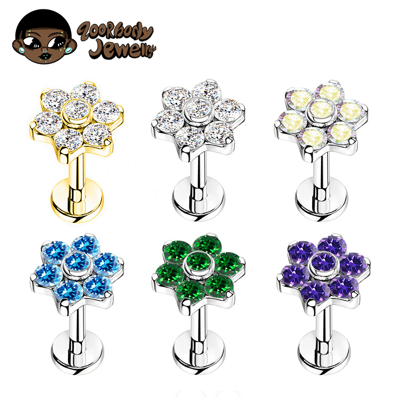 Body Jewelry Internally Threaded - ASTM F136 Титановый пирсинг с цветком