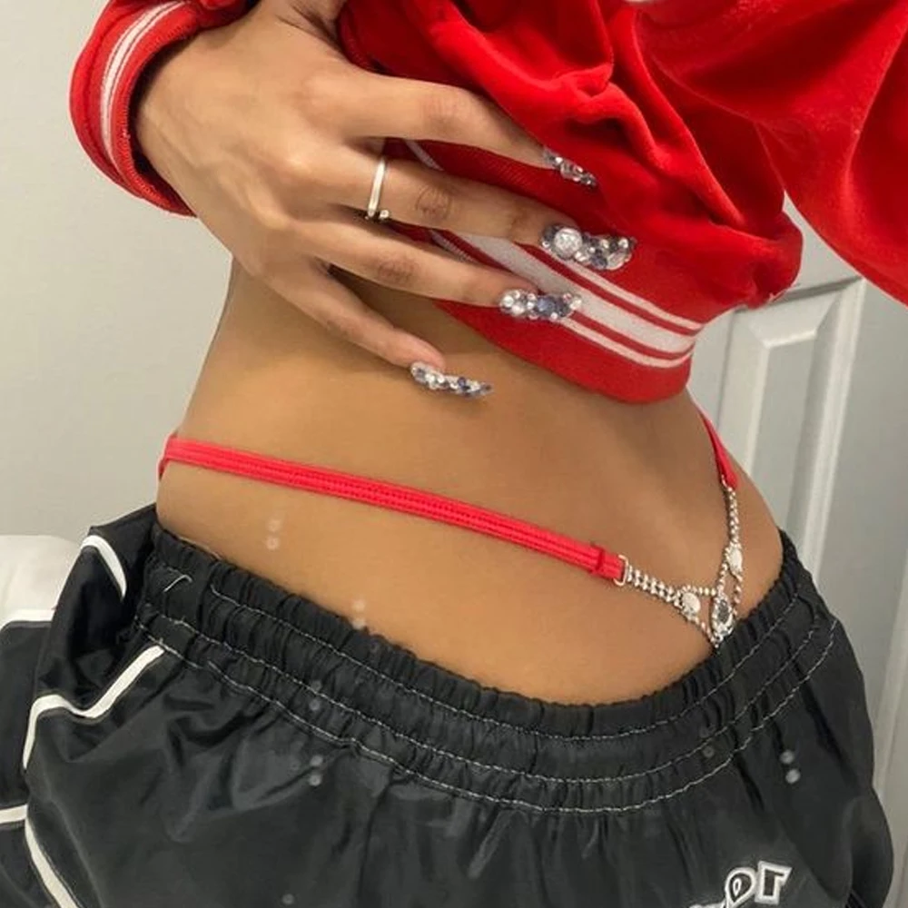 Body Jewelry Rhinestone - Сексуальные круглые женские регулируемые стринги