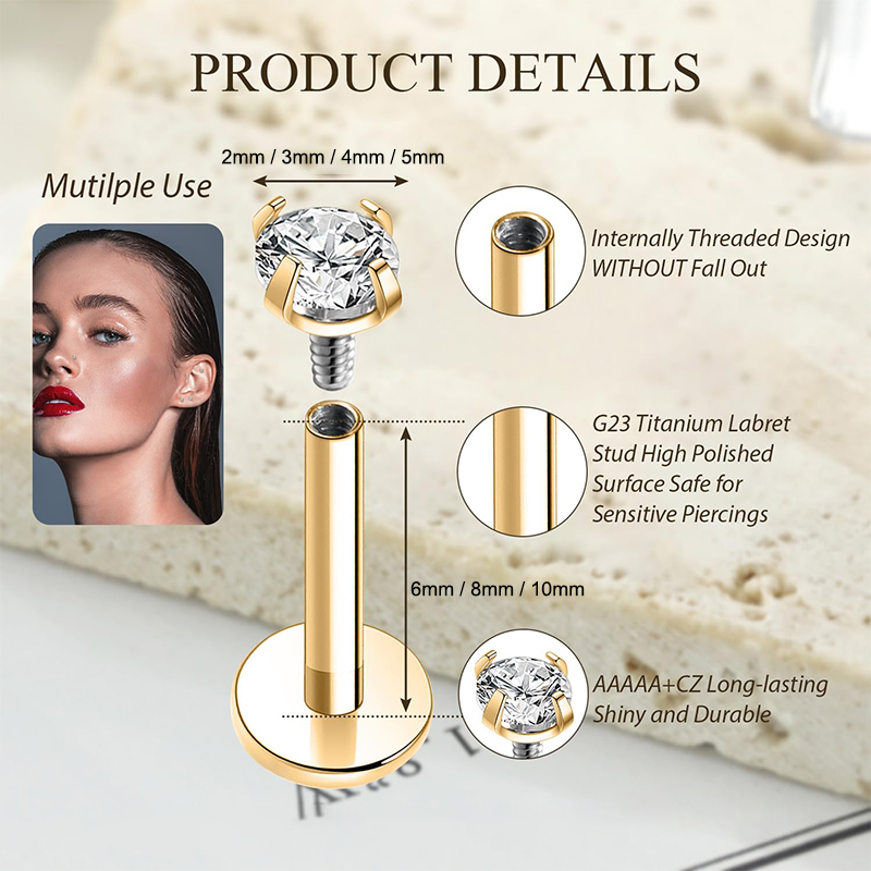 Серьги-гвоздики из титана 16G  – обзор и цена Body Jewelry Internally Threaded