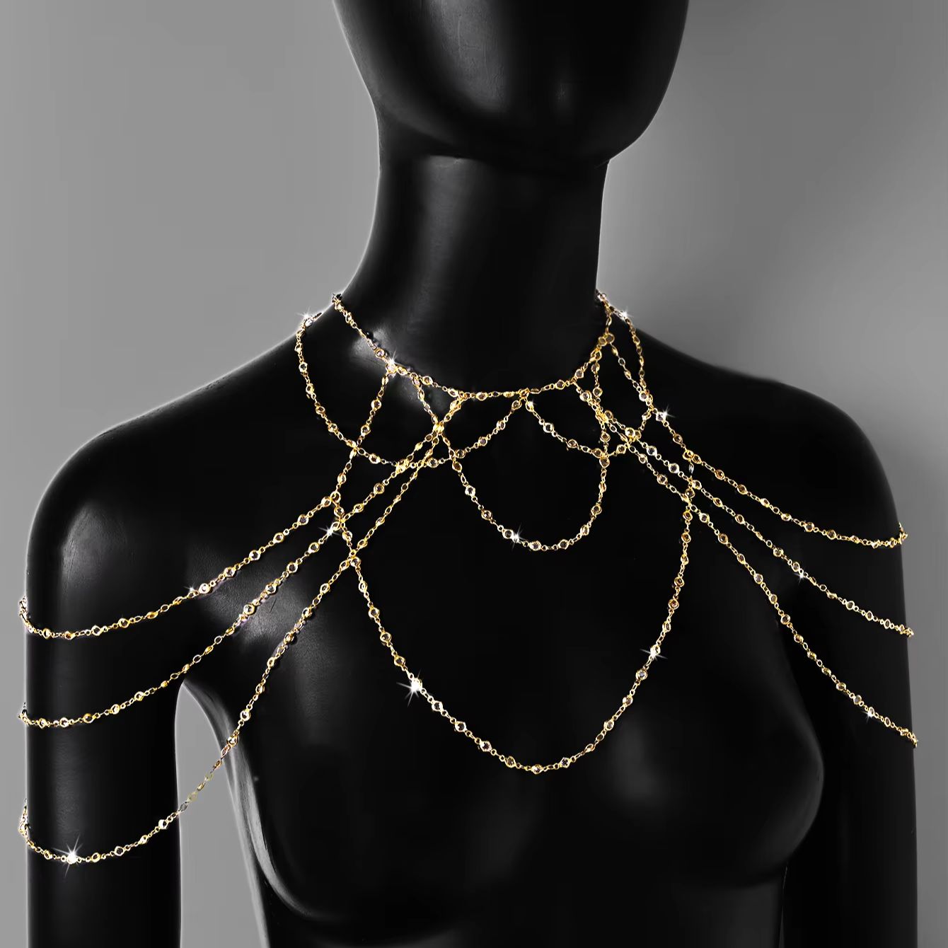 Позолоченная серебряная многос – обзор и цена Body Jewelry Rhinestone