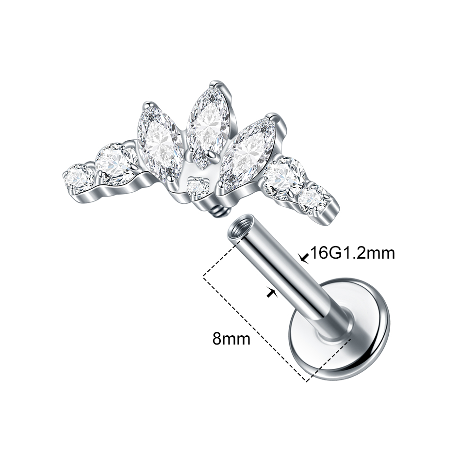 1 шт., серьги-гвоздики с титан – обзор и цена Body Jewelry Internally Threaded