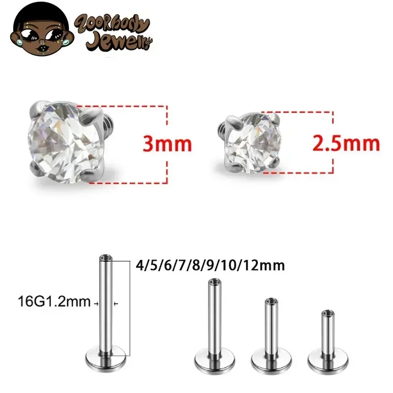 1 шт. G23 титановый пирсинг CZ – обзор и цена Body Jewelry Internally Threaded