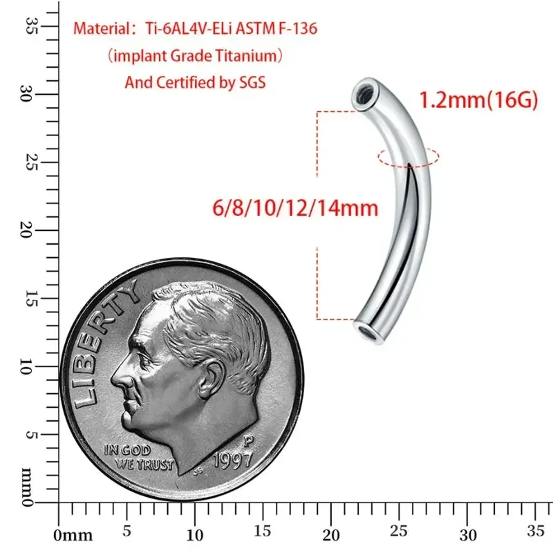 10 шт./лот ASTM F136 титановая – обзор и цена Body Jewelry Internally Threaded